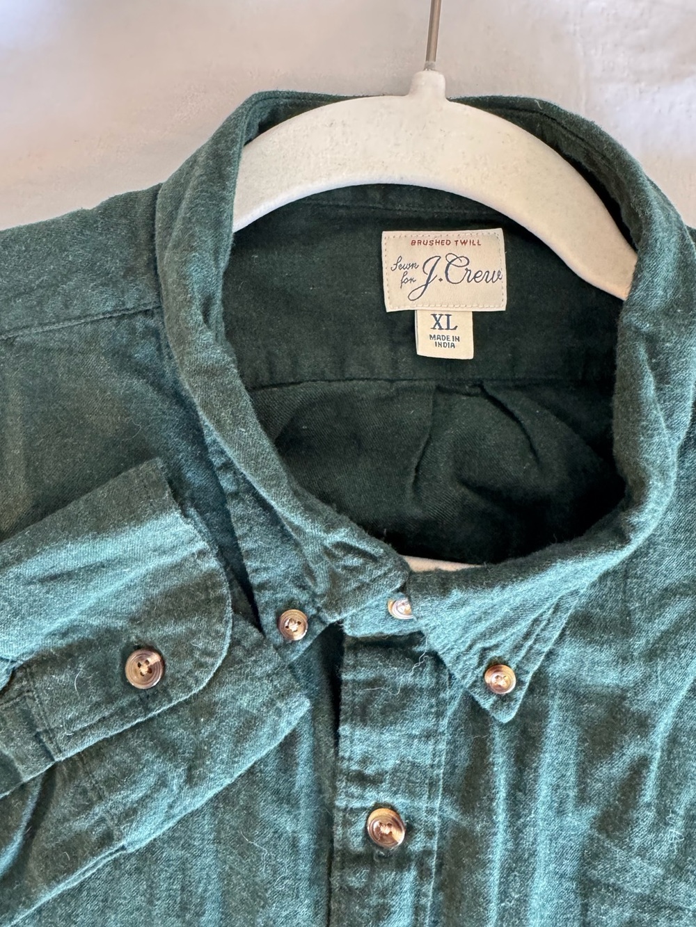 J. Crew 100% Cotton Brushed Twill Button-Down Shirt in Forest Green
